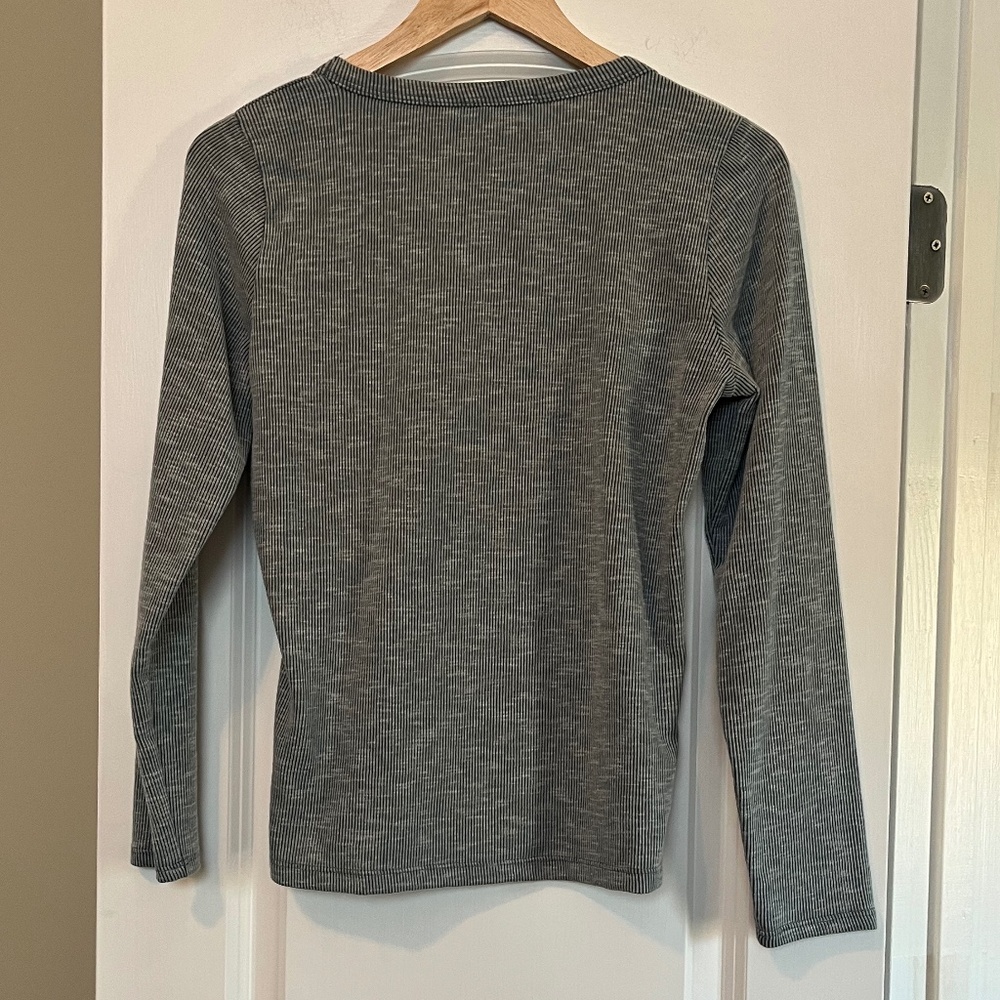 Staccato Ribbed Scoop Neck Long Sleeve Knit Top - Green - Petite Small - Picture 9 of 11